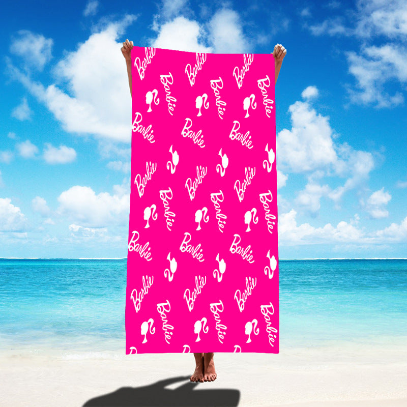 Custom Cartoon Barbie Beach Towel - Quick-Dry, Reversible