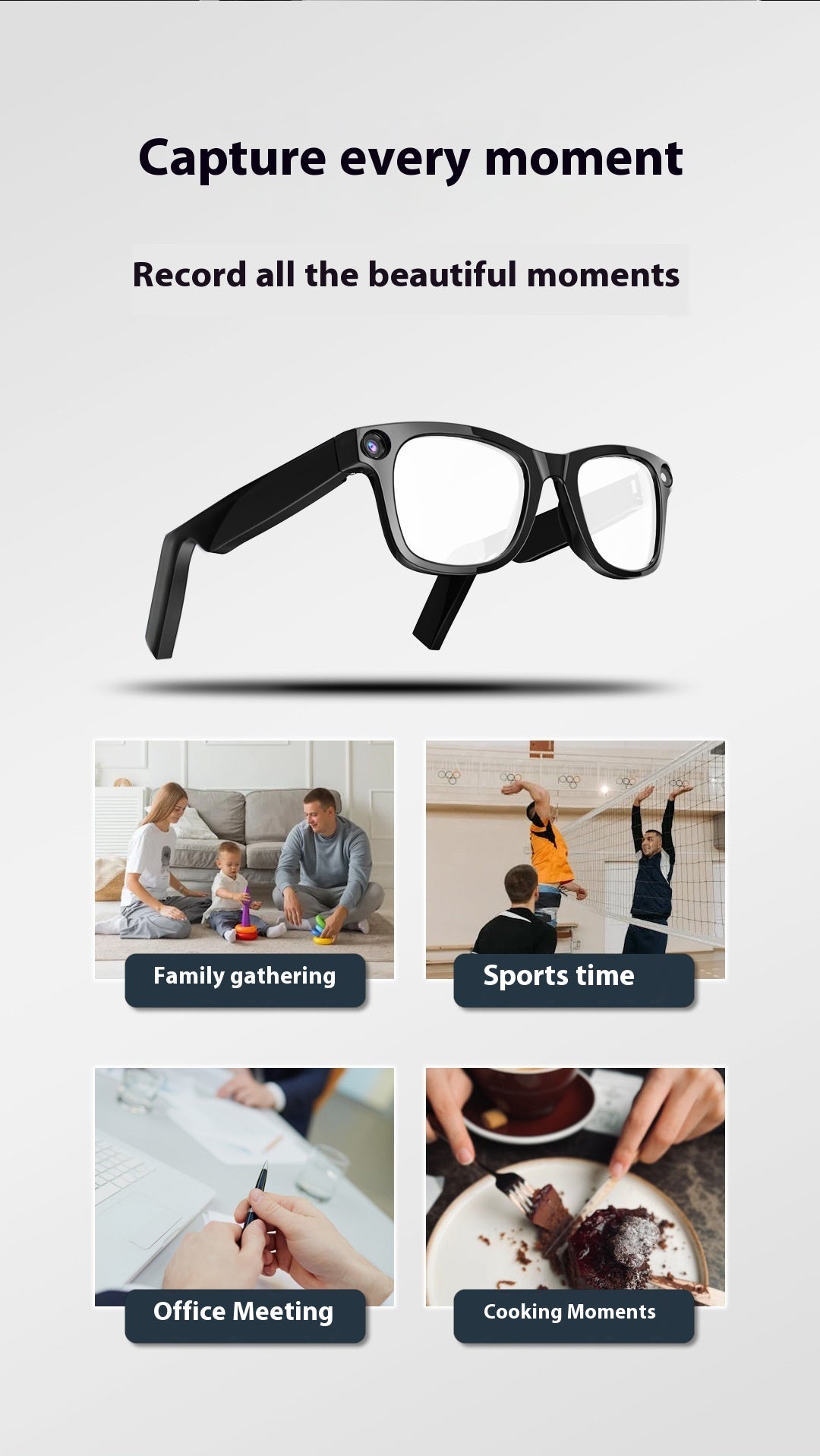 AI Smart Glasses with Camera – Wearable Tech Sunglasses for Photos & Video