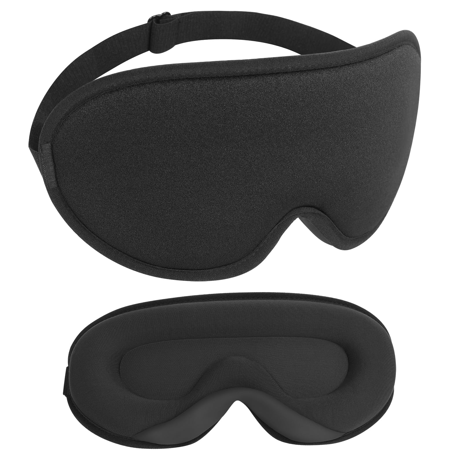 HIKLOKT Sleep Eye Mask Zero Eye Pressure Sleeping Mask Ergonomic 3D Contoured Cup Eye mask Blindfold for Man Women Block Out Light Eye Cover with Adjustable Strap Breathable & Soft (Black)