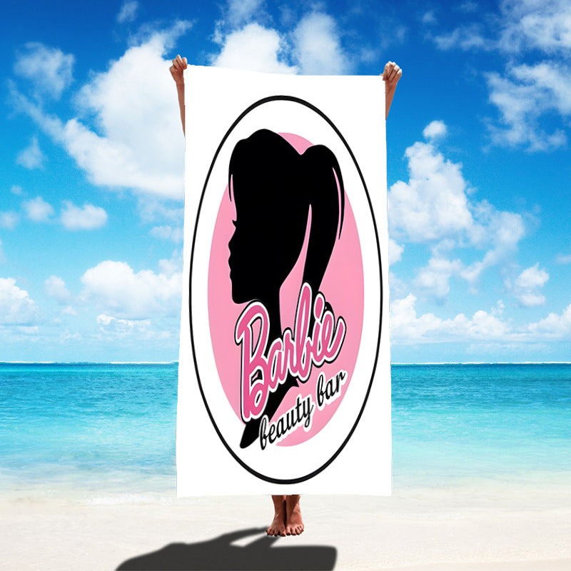 Custom Cartoon Barbie Beach Towel - Quick-Dry, Reversible