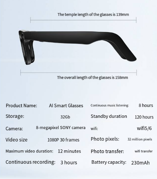 AI Smart Glasses with Camera – Wearable Tech Sunglasses for Photos & Video