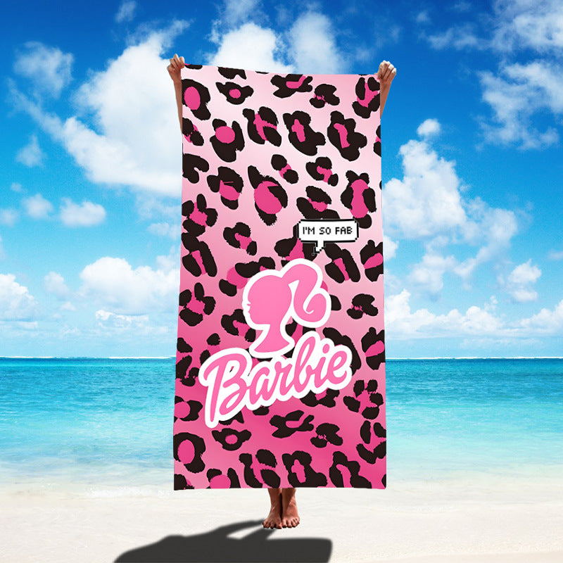 Custom Cartoon Barbie Beach Towel - Quick-Dry, Reversible