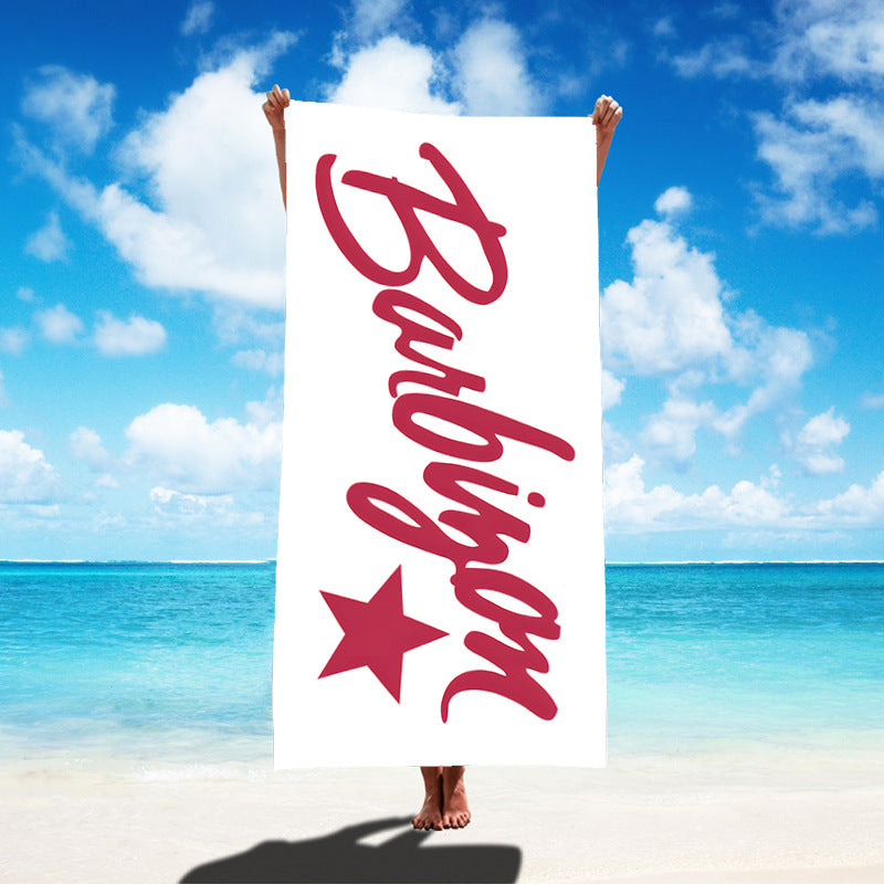 Custom Cartoon Barbie Beach Towel - Quick-Dry, Reversible