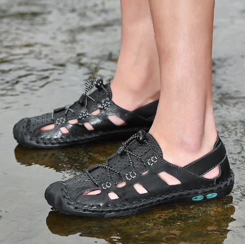 Men's Genuine Leather Casual Beach Sandals